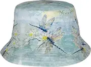 [OdDdot] Fashion Giraffe in New York Print Sun Hat for Men Women,Summer Beach Fishing Cap,Unisex Outdoor Bucket Hat, Dragonfly Lotus, One size