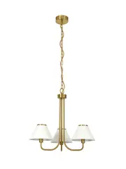 Alana 3 Light Pendant in Brass with White Linen Shade