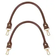 2Pcs 400mm/15.75" Cowhide Purse Replacement Strap for Handbag (Dark Brown)