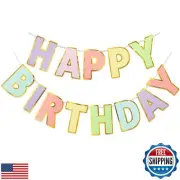 LITAUS Happy Birthday Banner and Sign - 9ft Pre-Strung No Assembly | Pastel B