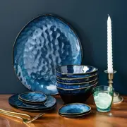 11 22 33 Pieces Blue Stoneware Dinnerware Set for 4, 8, 12 People SKU 70019
