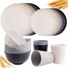 Wheat Straw Dinnerware Sets, 16PCS Plastic Dinnerware Set for 4, Wheat Straw Pla