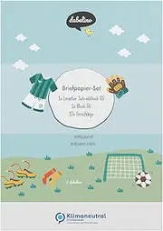dabelino® Football Children's Letter Paper Set: A5 Lined with Envelopes + Colouring Pad | (for Boys/Girls, Green, Blue)
