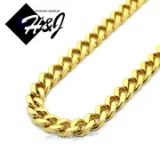 18"-40"MEN's Stainless Steel 5mm Gold Plated Cuban Curb Link Chain Necklace