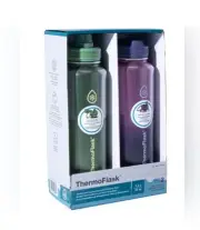 ThermoFlask Stainless Steel Water Bottle, 40 oz, 2-Pack (pick Own Color Set)