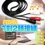 3.5MM轉2RCA音源轉換線 10米(一分二音響線/3.5轉紅白/梅花接頭/RCA頭)