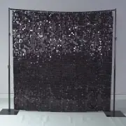 Black Shimmer Sequin Wall Backdrop for Party - 24 pcs (12"x12")