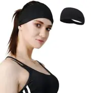 Men Women Workout Headbands Moisture Wicking Sweat Bands Elastic Headbands Black