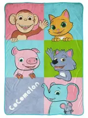 Cocomelon Animals Twin Bed or Toddler Blanket, Super Soft Colorful 62x90