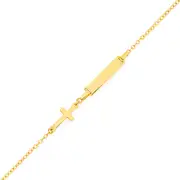 9ct Gold 16cm Trace I.d. Cross Bracelet