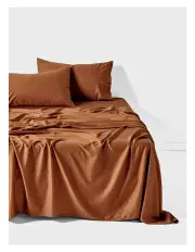 [Linen House] Surf Wash Sheet Set In Rust