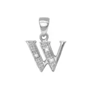 0.01ct Natural Diamond Initial Pendant - Letter W White Gold Gift