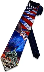 [Three Rooker] Patriotic Neckties Mens Iwo Jima World War 2 Tie Memorial Day Necktie Flag Ties, Multi