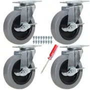 4 Pack Heavy Duty 3" Swivel Casters with Lock Brakes Red Swivel Castor Wheels