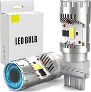 Afibraru 3156 3157 LED Bulb White with Built In Resistor & Turbo Fan for Reverse Light, CANBUS Error Free Anti Hyper Flash for DRL Backup Light, Fit CK & Standard Socket, Pack of 2