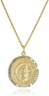 [Amazon Essentials] Round Saint Christopher Medal with Chain, 20"
