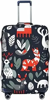 [CADREWY] Scandinavian Animals Print Travel Suitcase Cover Luggage Protector with Elastic Anti Scratch for Carry On, Black, Large