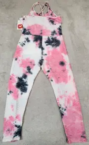 Hot Kiss Pink Athletic One Piece Romper Jumpsuit Tie Dye Waffle Knit XXXL NEW