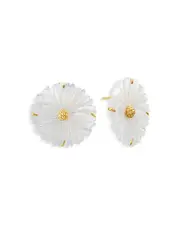 Capucine De Wulf Mermaid Garden Mother Of Pearl Blossom Statement Stud Earrings in 18K Gold Plated