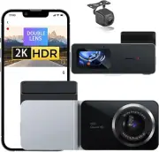 Car Dash Cam 2K+1080P Full HD Front & Rear Built-in WiFi 170°Wide NV Loop