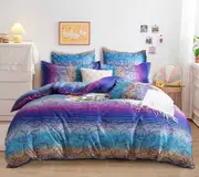Tanya Quilt/Doona/Duvet Cover Set (King Size) Blue Purple