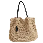 Women's Straw Bag with Tassels