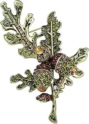 [Generic] Green Brooch,Shiny Brooch Pins - Vintage Clothes Accessories, Rhinestone Coat Pin for Sweater Shirt Skirt
