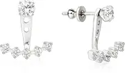 [limerencia] Hypoallergenic G23 Implant Grade F136 Titanium Dangle Stud Earrings, 5A+Cubic Zirconia Pearl Jacket Earrings for Women Sensitive Ears