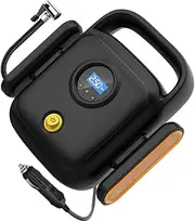 FUNOMOCYA Portable Inflatable Car Pump with Digital Pressure Monitor Tire Inflator for Cars Motorcycles Suvs Trucks Durable Materials Compact Design with LED Light for Emergency Situations