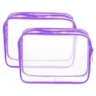 2pcs Clear Toiletry Bag Quart Size TSA Approved PVC Makeup Cosmetic Bag, Purple