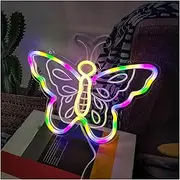 Hanging Art Neon Signs Butterfly Neon Sign, Butterfly Neon Light Neon Wall for Bedroom Wedding Birthday Party Home Decor, Neon Lamp Signs (Color : Multicolour)