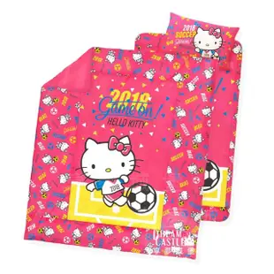 【享夢城堡】單人床包薄被套三件組(HELLO KITTY 2018世足-粉.紅)