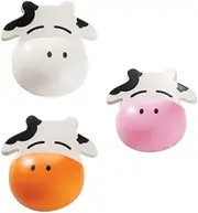 3Pcs Cartoon Cow Toothbrush Holders Wall Mounted Suction Cup Toothbrush Storage Racks Organizer(Color:Pink)