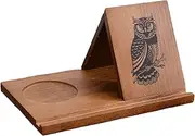 Uandhome Book Stand, Wooden Triangle Book Holder, Book Rest with Cup Holder, Small Bookshelf Suitable for Reading or Desktop Decoration, Coffee and Book Lovers Gifts