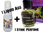1 LIQUID ASS SPRAY TOP & 1 STINK PERFUME BOTTLE - Combo Prank Gag Set