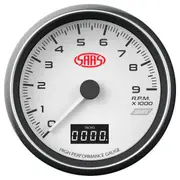 SAAS Tachometer 0-9K Shiftlite 3 1/2" 89mm In Dash White Muscle Series SG31641