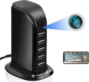 Wifi Hidden Spy Camera, HD 1080P Wireless USB Charger Camera, 5 Port USB Hub Nanny Cam Live Streaming, Motion Detection, APP Remote Control for Home Office Security