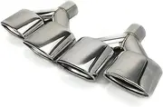 1 Pair Stainless Steel Dual Oval Exhaust Tip Compatible For Benz W204C-class Modification Muffler Four-out Tail Nozzle
