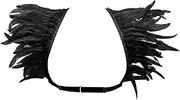 [BYDHSS] Women Plus Size Feather Shoulder Body Harness Bra Feather Top Adjustable Rave Party Halloween Gothic Performance Clothing