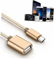 OKUMEYR Type C to USB Adapter Cable Durable OTG Connector with Premium Housing Superspeed Data Transfer for Smartphones Laptops and Tablets Gold Finish
