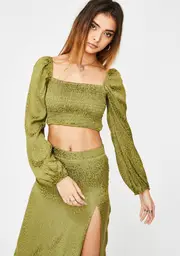 [Dolls Kill] Khaki Cheetah Elina Top