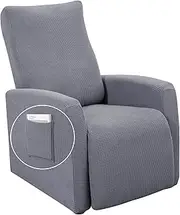 [SearchI] Recliner Chair Cover Jacquard Chair Covers 4 Piece, Small Recliners Sofa Slipcover for Home Theater Seating with Elastic Bottom, Recliner Protector with Pocket for Recliner, Light Gray