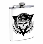 Flask Motorcycle Club Skull 01R 8oz Stainless Steel Hip Drinking Whiskey