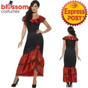 CA198 Flamenco Senorita Spanish Mexican Dancer Saloon Can Can Dress Up Costume