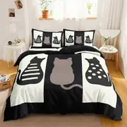v1995 Bed Sheets Cat Duvet Cover Set Digital Different Color Cartoon Cute Cat Bedding Set Bedclothes Double Queen King Size Polyester Qulit Cover 3-Pi