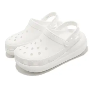 【Crocs】超厚底洞洞鞋 Classic Crush Clog 白 全白 男女鞋 經典泡芙 布希鞋 卡駱馳(207521100)