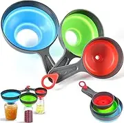 LxcshLjx Silicone Canning Funnels, Collapsible Funnels for Filling Bottles, Food Grade Kitchen Funnel, Wide Mouth Funnel for Mason Jars, Jam and Spice, Small Funnel for Transfer Liquid, Oil and Powder