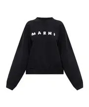 Marni Logo Printed Drop Shoulder Sweatshirt IT40,IT44,IT42,IT38 BLACK