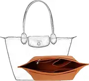 D.DUO Purse Organizer, Multi-Pocket Felt Handbag Organizer, Folding Tote Bag organizer insert for Insert Wallet Organizer Suitable for Longchamp (Brown, Small)
