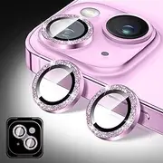 Kucheed Bling Camera Lens Protector for iPhone 13/iPhone 13 Mini, Glitter Tempered Glass Camera Cover Film Stickers, Sparkling 9H Automatic Alignment Individual Metal Rings Phone Accessories